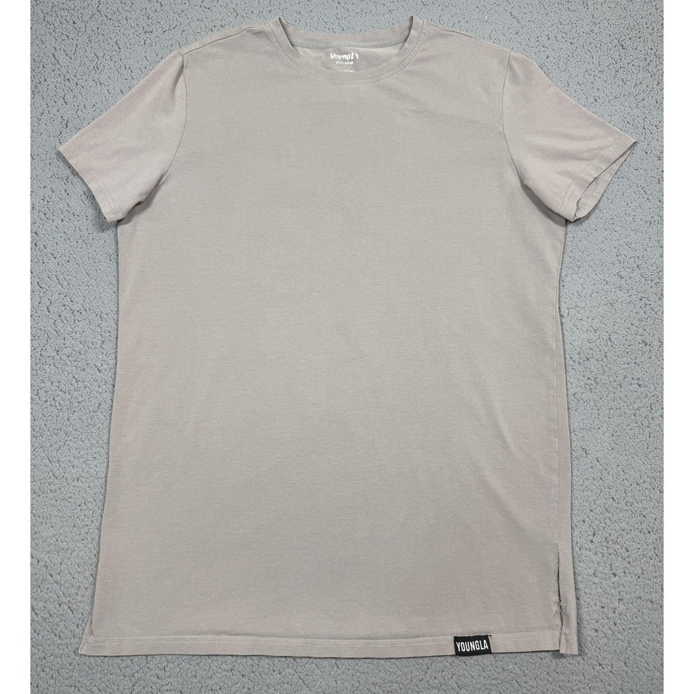YoungLA Shirt Mens XL Brown Short Sleeve Crewneck Stretch Tagless Tee Casual